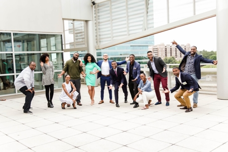 group photo on a rooftop of a building